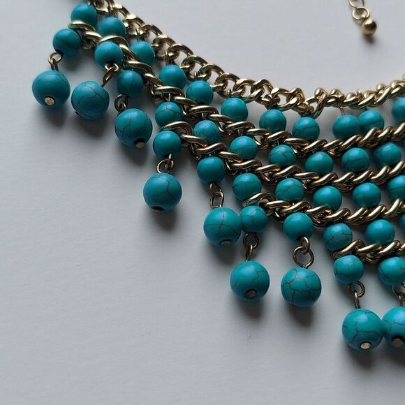 Statement Necklace with Turquoise Colored Beads - Picture 4 of 7